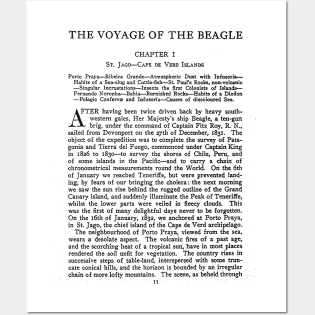 The Voyage of the Beagle Charles Darwin First Page Wall Art by buythebook86